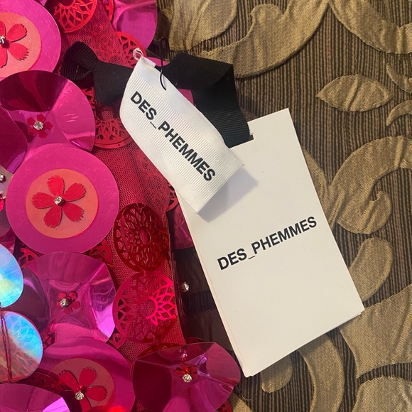 DES_PHEMMES fuchsia sequin mini skirt IT size 40 - Picture 7 of 9